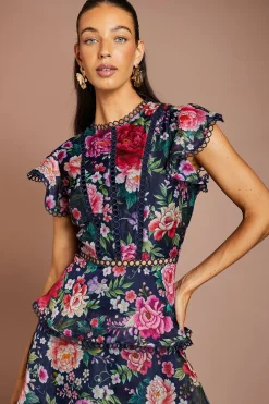 Coast Robe Midi En Organza À Volants Avec Finitions En Dentelle<Femme Toutes Les Robes|Robes Mi-Longues