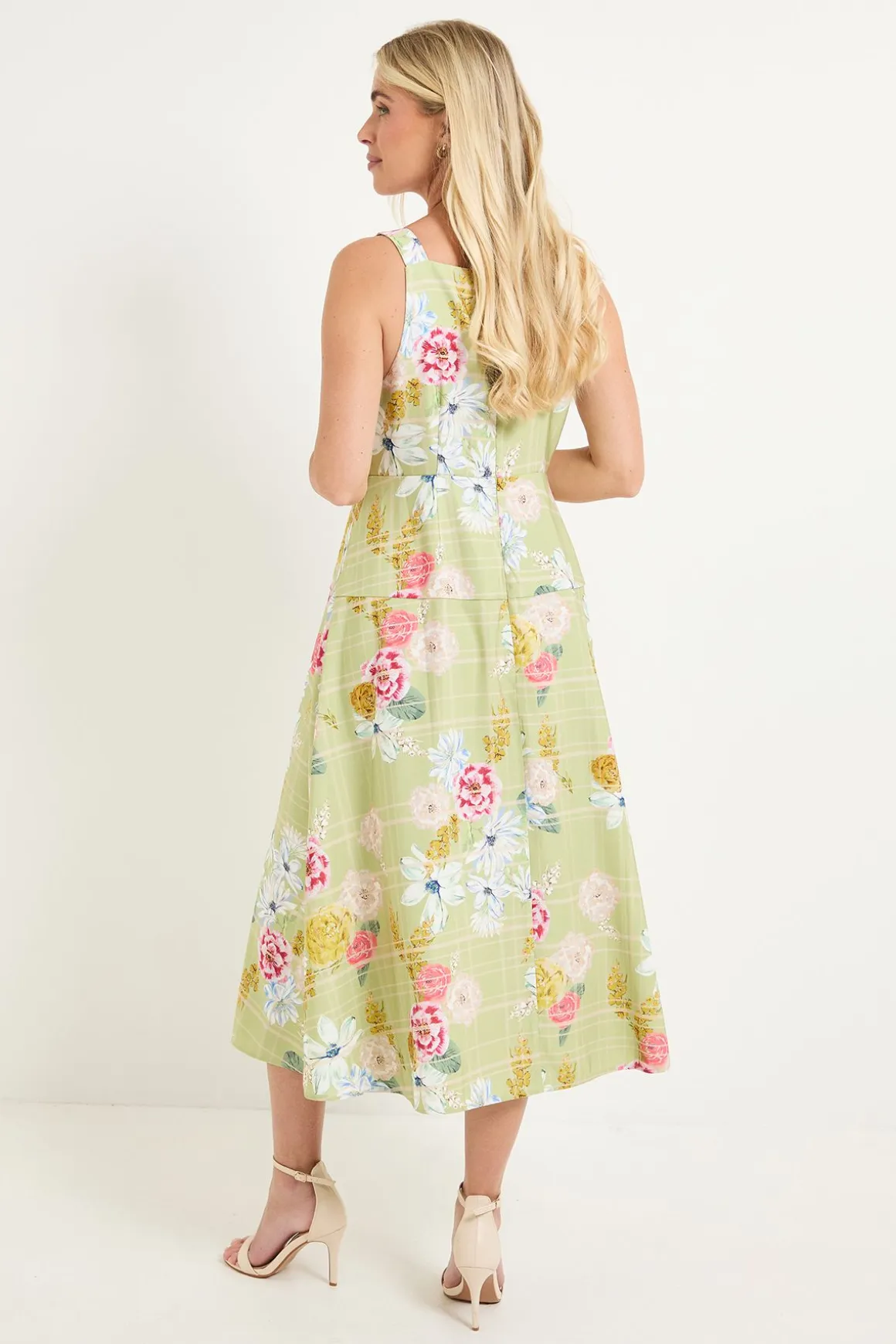 Robe Midi En Ottoman À Carreaux Floraux Petite