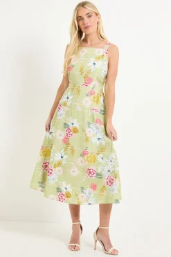 Robe Midi En Ottoman À Carreaux Floraux Petite