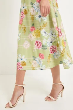Robe Midi En Ottoman À Carreaux Floraux Petite