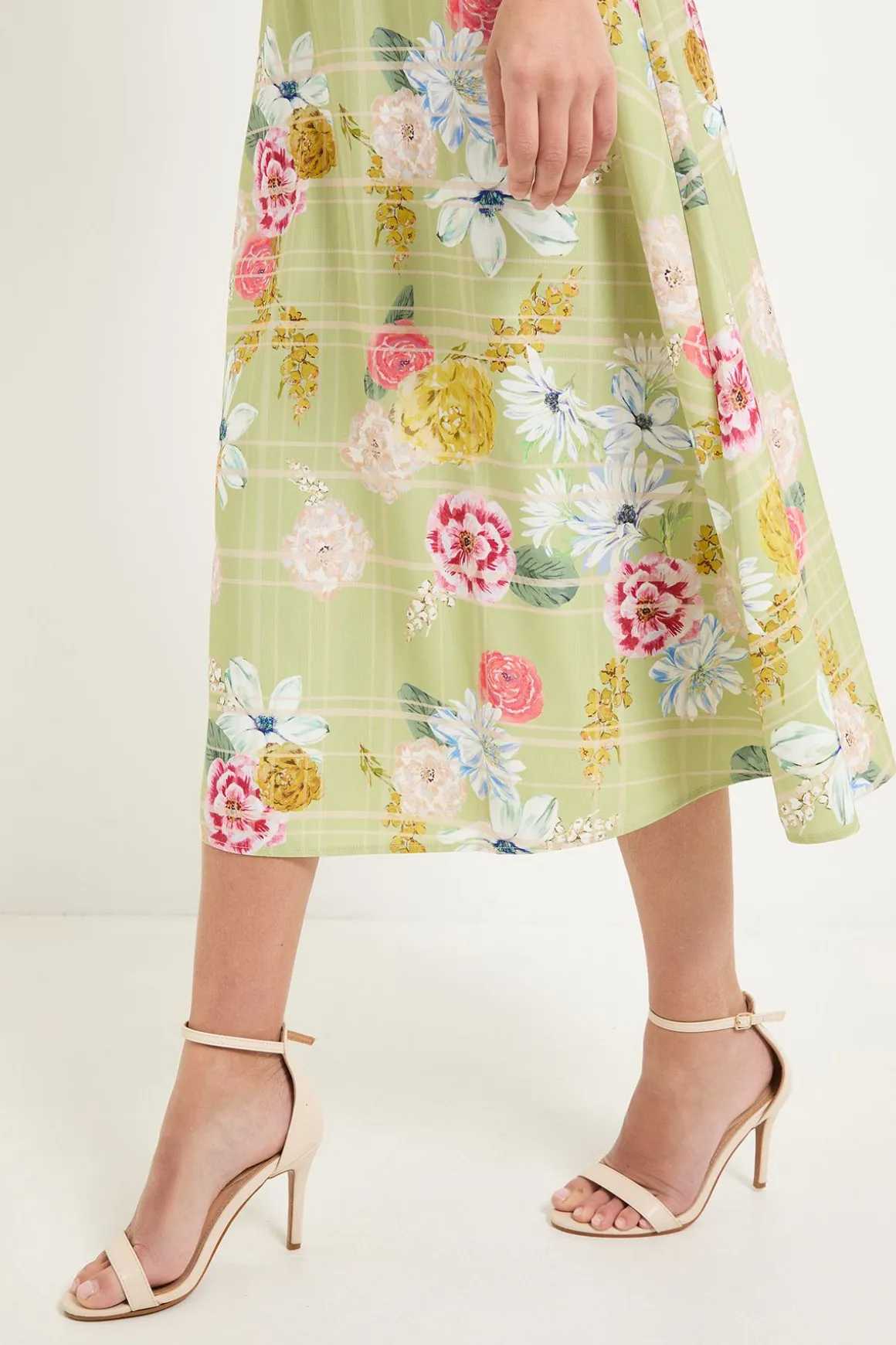 Robe Midi En Ottoman À Carreaux Floraux Petite
