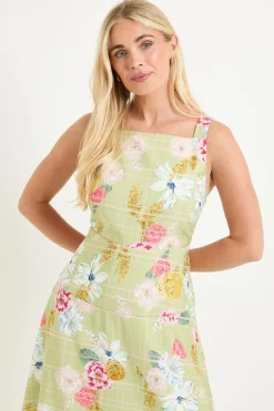 Robe Midi En Ottoman À Carreaux Floraux Petite