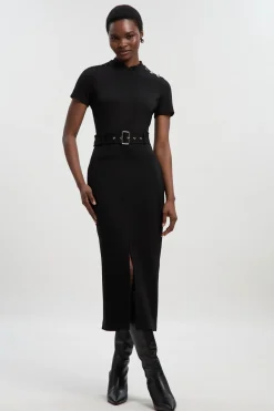 KarenMillen Robe Midi en Ponte avec Ceinture<Femme Robes|Robes Mi-Longues