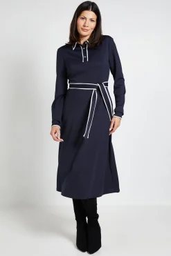 Wallis Robe Midi En Ponte Avec Col Contrasté<Femme Toutes Les Robes|Robes Mi-Longues