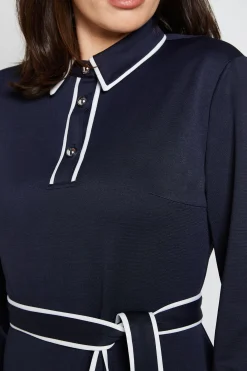 Wallis Robe Midi En Ponte Avec Col Contrasté<Femme Toutes Les Robes|Robes Mi-Longues