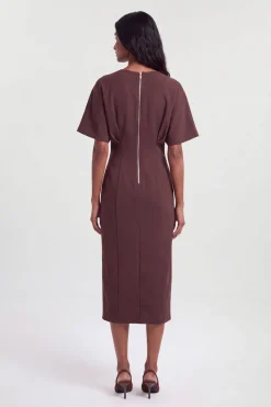 Robe Midi En Ponte Avec Détail Plissé Et Ouverture Goutte D'eau