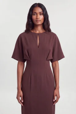 Robe Midi En Ponte Avec Détail Plissé Et Ouverture Goutte D'eau