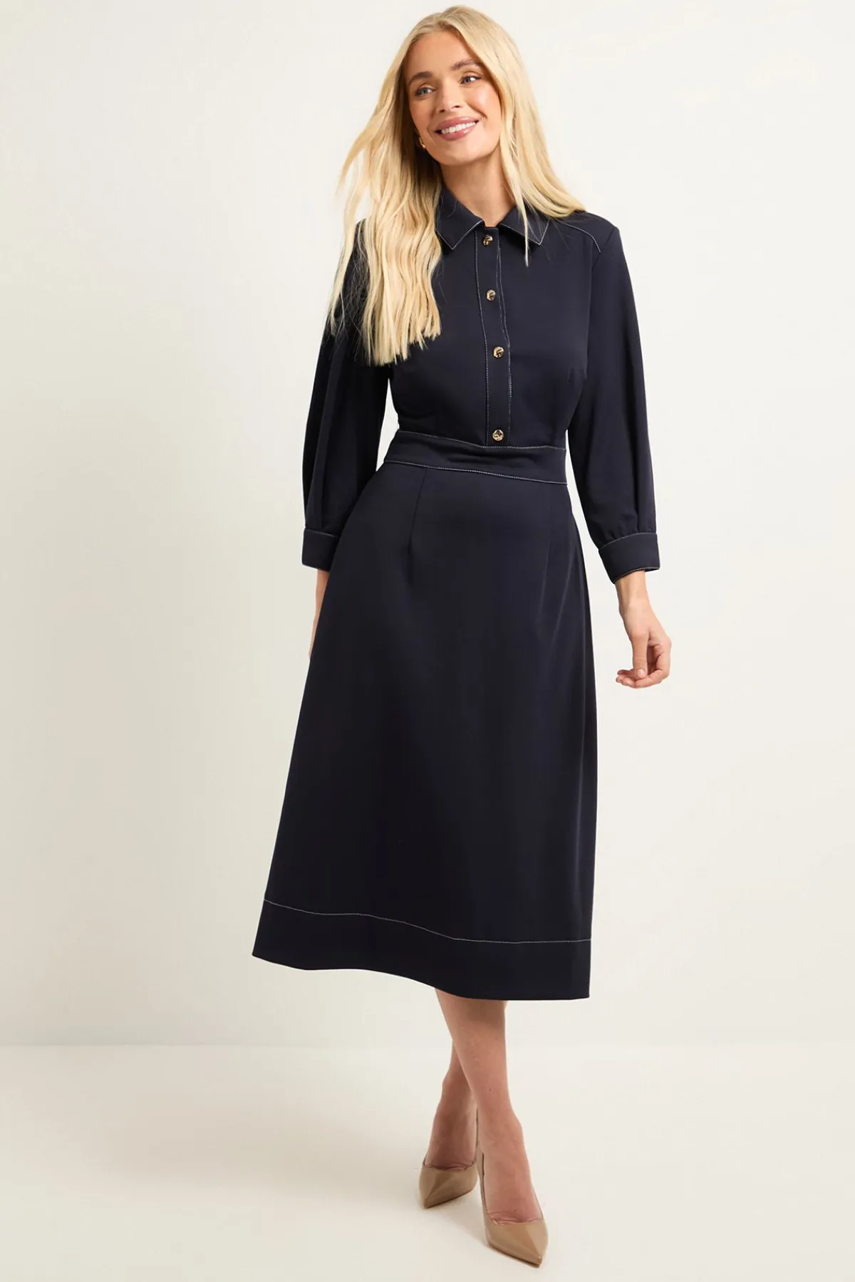 Wallis Robe Midi En Ponte Avec Détails De Coutures<Femme Toutes Les Robes|Robes Mi-Longues
