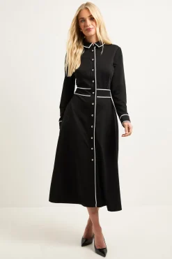 Wallis Robe Midi En Ponte Avec Détails De Passepoil (s) Petite<Femme Toutes Les Robes|Robes Mi-Longues