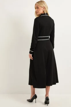 Wallis Robe Midi En Ponte Avec Détails De Passepoil (s) Petite<Femme Toutes Les Robes|Robes Mi-Longues