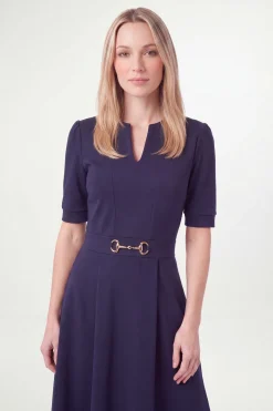 Robe Midi En Ponte Avec Détails Mors Petite Taille