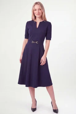 Robe Midi En Ponte Avec Détails Mors Petite Taille