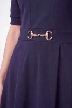 Robe Midi En Ponte Avec Détails Mors Petite Taille