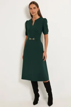 Robe Midi En Ponte Avec Garniture Mors De Filet