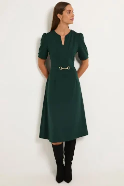 Robe Midi En Ponte Avec Garniture Mors De Filet