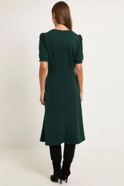 Robe Midi En Ponte Avec Garniture Mors De Filet