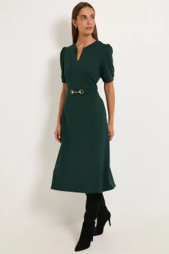 Robe Midi En Ponte Avec Garniture Mors De Filet