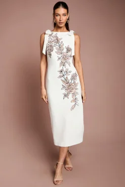 Robe Midi En Ponte À Motif Floral Embelli