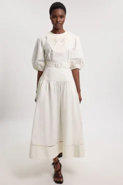 KarenMillen Robe Midi En Popeline Avec Ceinture<Femme Robes|Robes Mi-Longues