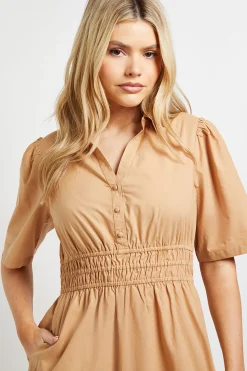 Dorothy Perkins Robe Midi En Popeline À Col Avec Détail Taille Froncée<Femme Toutes Les Robes|Robes Mi-Longues