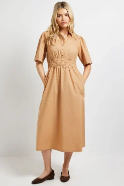 Dorothy Perkins Robe Midi En Popeline À Col Avec Détail Taille Froncée<Femme Toutes Les Robes|Robes Mi-Longues