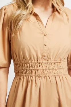 Dorothy Perkins Robe Midi En Popeline À Col Avec Détail Taille Froncée<Femme Toutes Les Robes|Robes Mi-Longues