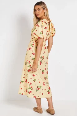 Robe Midi En Popeline À Coutures Princesse Et Manches Bouffantes