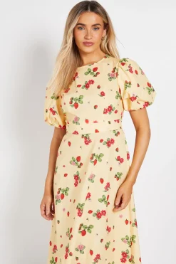 Robe Midi En Popeline À Coutures Princesse Et Manches Bouffantes