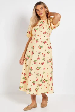 Robe Midi En Popeline À Coutures Princesse Et Manches Bouffantes
