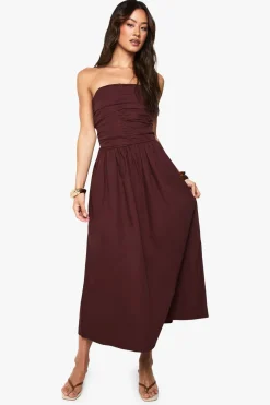 Robe midi en popeline de coton pour grande taille avec détails ruche