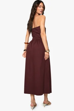 Robe midi en popeline de coton pour grande taille avec détails ruche