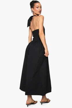 Robe midi en popeline de coton à encolure halter pour grandes tailles