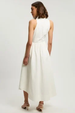 Robe Midi En Popeline De Coton Avec Nœud Au Col