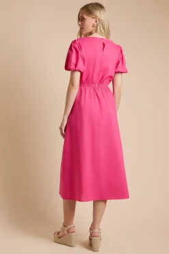 Robe Midi En Popeline À Encolure Cœur Avec Détails De Coutures Contrastées