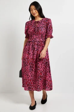 Dorothy Perkins Robe Midi En Popeline Imprimée À Manches À Volants Et Nœud Devant Petite<Femme Toutes Les Robes|Robes Mi-Longues