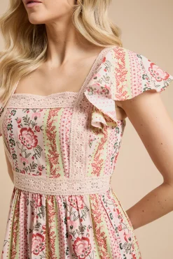 Dorothy Perkins Robe Midi En Popeline Imprimée À Manches À Volants Et Ourlet À Volants Étagés<Femme Robes|Robes Mi-Longues