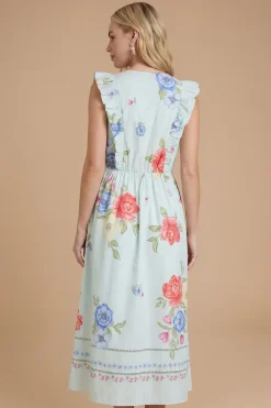 Dorothy Perkins Robe Midi En Popeline Imprimée À Manches Volantées Et Boutonnage Devant<Femme Toutes Les Robes|Robes Mi-Longues
