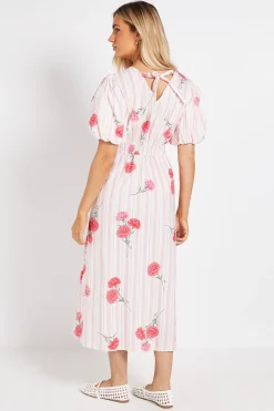 Robe Midi En Popeline À Manches Bouffantes Et Découpes Princesse