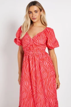 Robe Midi En Popeline À Motif Zèbre Avec Détail Torsadé Devant