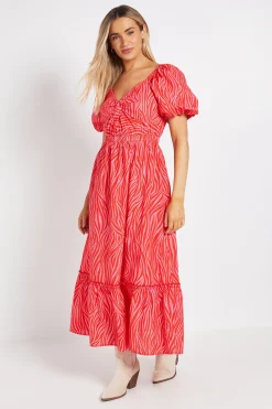 Robe Midi En Popeline À Motif Zèbre Avec Détail Torsadé Devant