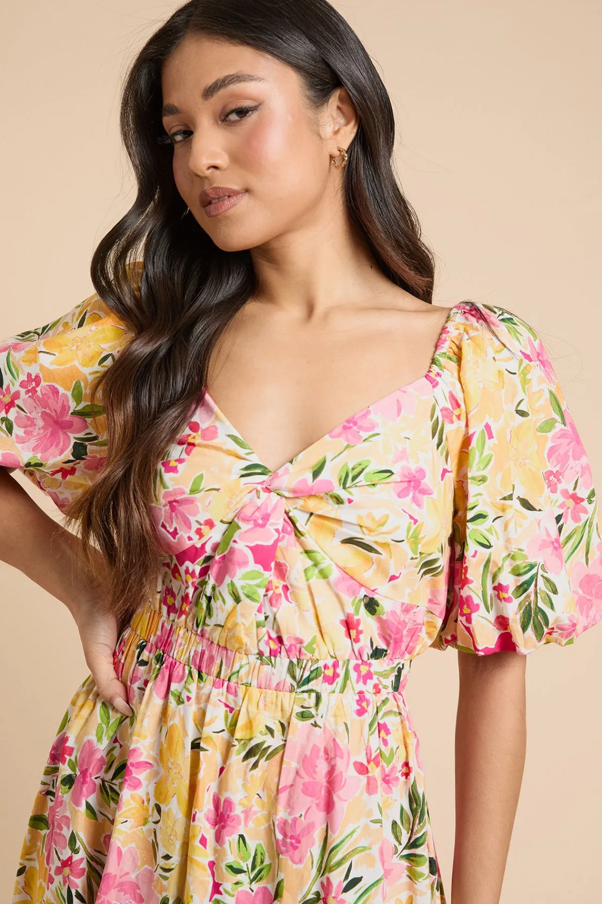 Dorothy Perkins Robe Midi En Popeline Petite Taille Avec Détail Torsadé Devant<Femme Toutes Les Robes|Robes Longues