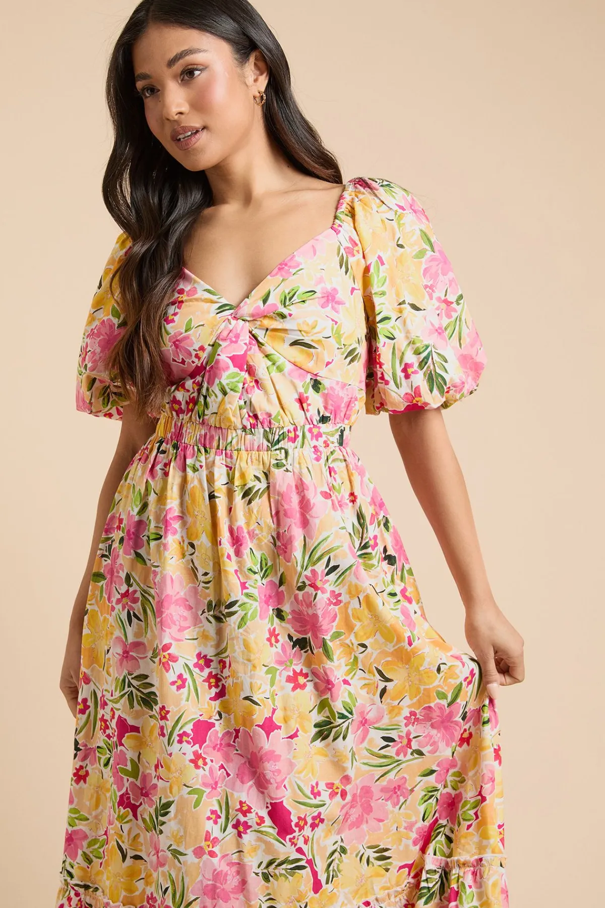 Dorothy Perkins Robe Midi En Popeline Petite Taille Avec Détail Torsadé Devant<Femme Toutes Les Robes|Robes Longues