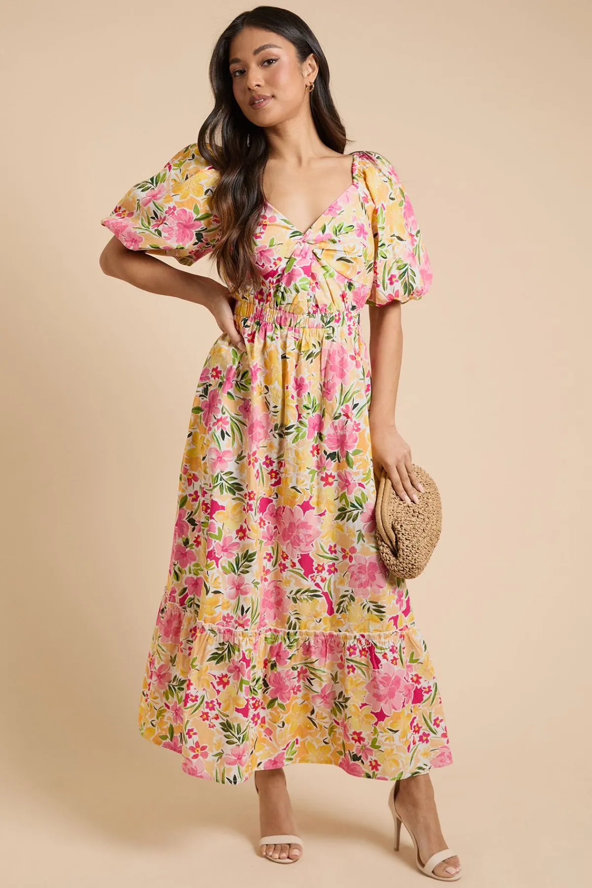 Dorothy Perkins Robe Midi En Popeline Petite Taille Avec Détail Torsadé Devant<Femme Toutes Les Robes|Robes Longues