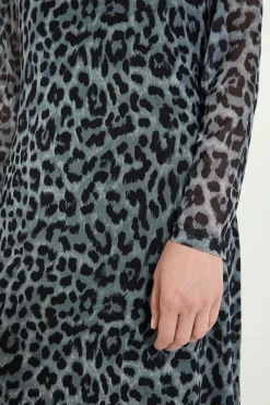 Robe Midi En Résille Imprimé Léopard