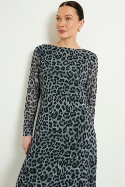 Robe Midi En Résille Imprimé Léopard