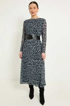 Robe Midi En Résille Imprimé Léopard