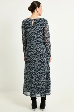 Robe Midi En Résille Imprimé Léopard