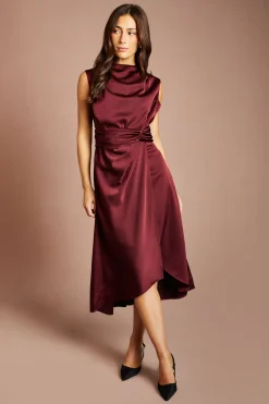 Robe Midi En Satin Avec Taille Nouée
