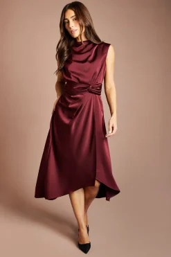 Robe Midi En Satin Avec Taille Nouée