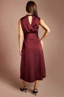 Robe Midi En Satin Avec Taille Nouée